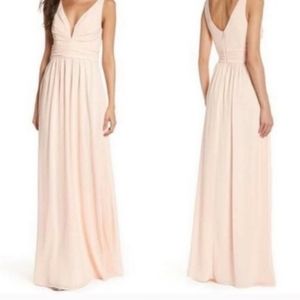 Lulus Blush Pink Ruched A-Line Chiffon Maxi Dress Size M NWT